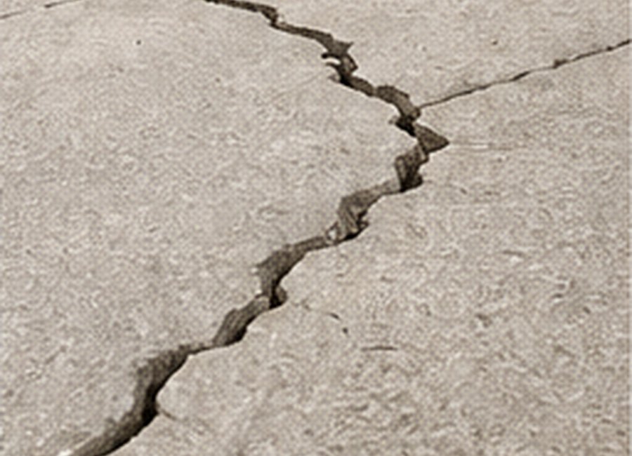 Example of a crack in a residential concrete driveway